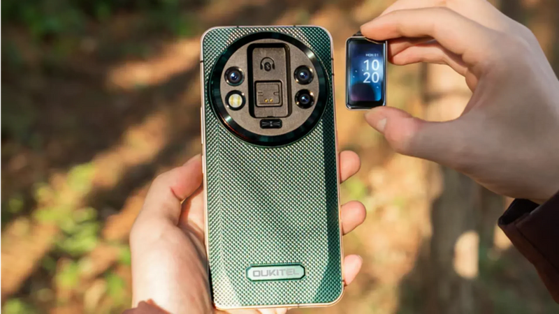 OUKITEL rugged phone with SIM card outdoors