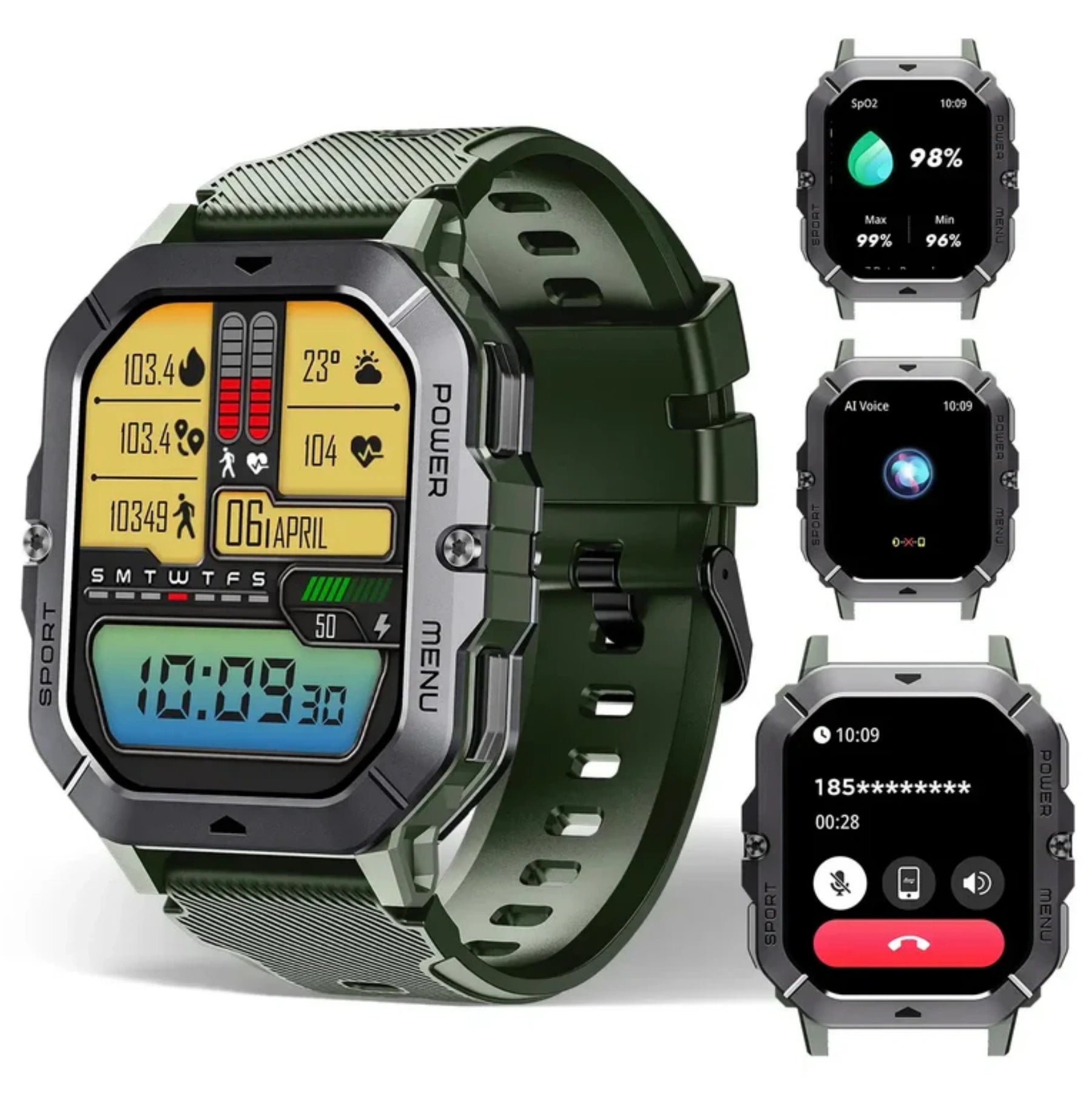 OUKITEL BT101 410mAh Battery Capacity 5ATM Waterproof Rugged Military Smart Watch