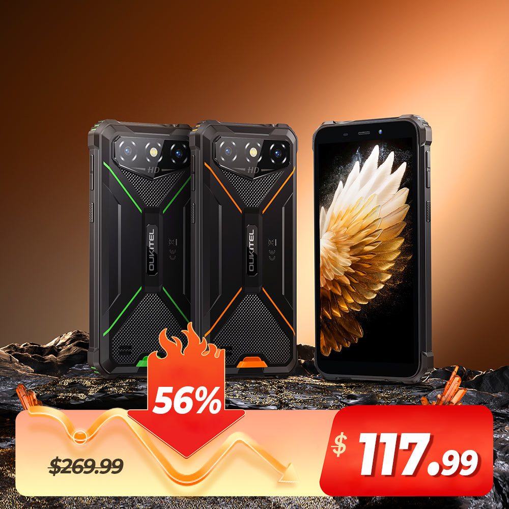OUKITEL G3-EV Rugged Phone 6'' HD+ Display 6300mAh Big Battery 13MP Camera Android 14(4GB+128GB)
