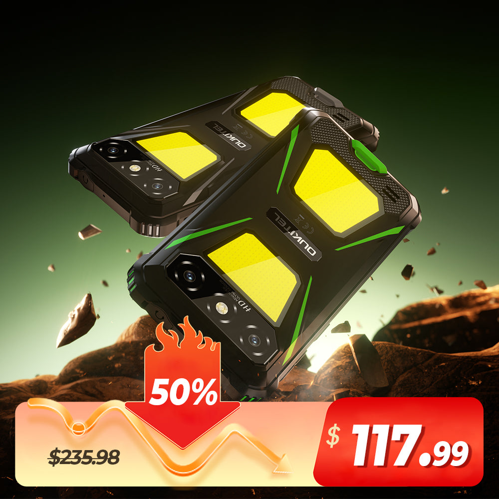 OUKITEL G5-EV 4G Rugged Phone 6 HD+ Display 6300mAh Big Battery 13MP Camera Camping Light Android 14(4GB+64GB)