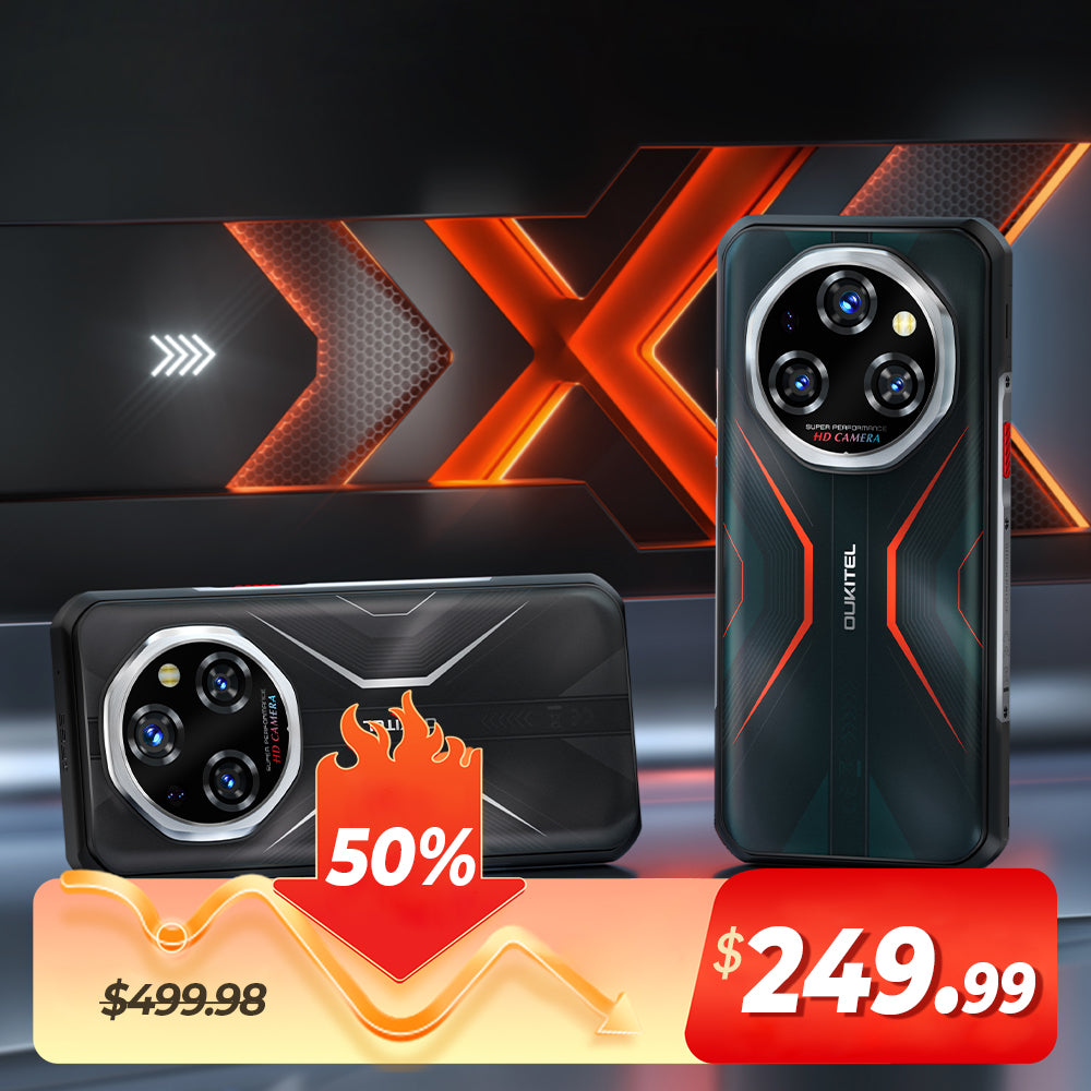 OUKITEL WP55 S 5G Rugged Phone 6.6'' FHD+ Display 11000mAh Big Battery 64MP Camera Android 15(12GB+512GB NFC)