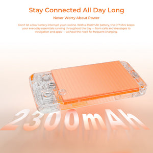 Transparent view of the C17 Mini smartphone's 2300mAh battery, illustrating its all-day power capacity for calls and navigation.