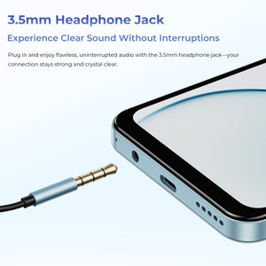 OUKITEL C5 smartphone with a 3.5mm headphone jack for uninterrupted, high-quality audio, ensuring a crystal-clear connection for music, calls, and entertainment.