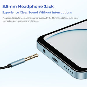 OUKITEL C5 smartphone with a 3.5mm headphone jack for uninterrupted, high-quality audio, ensuring a crystal-clear connection for music, calls, and entertainment.