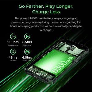Oukitel G5 rugged phone with 6300mAh long-lasting battery for extended usage