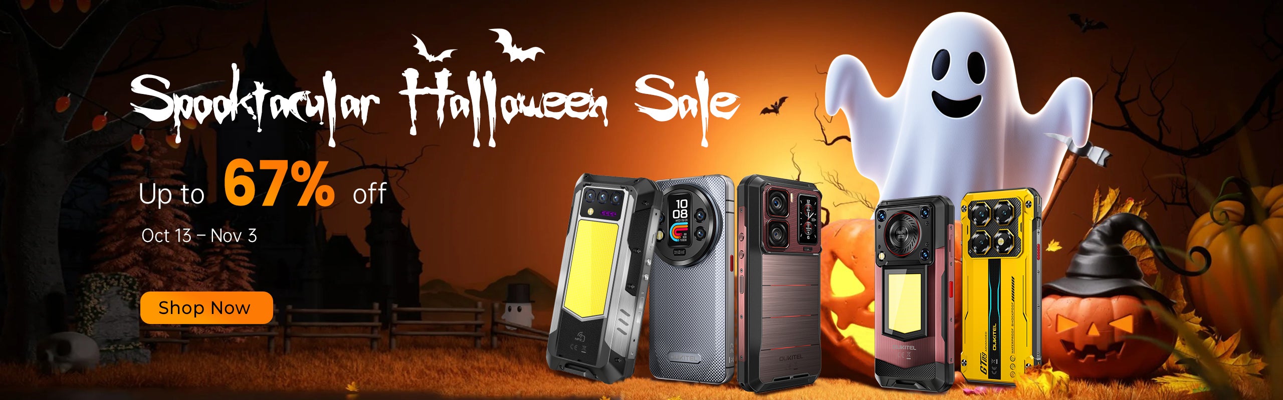 Oukitel halloween sale with up to 67% off