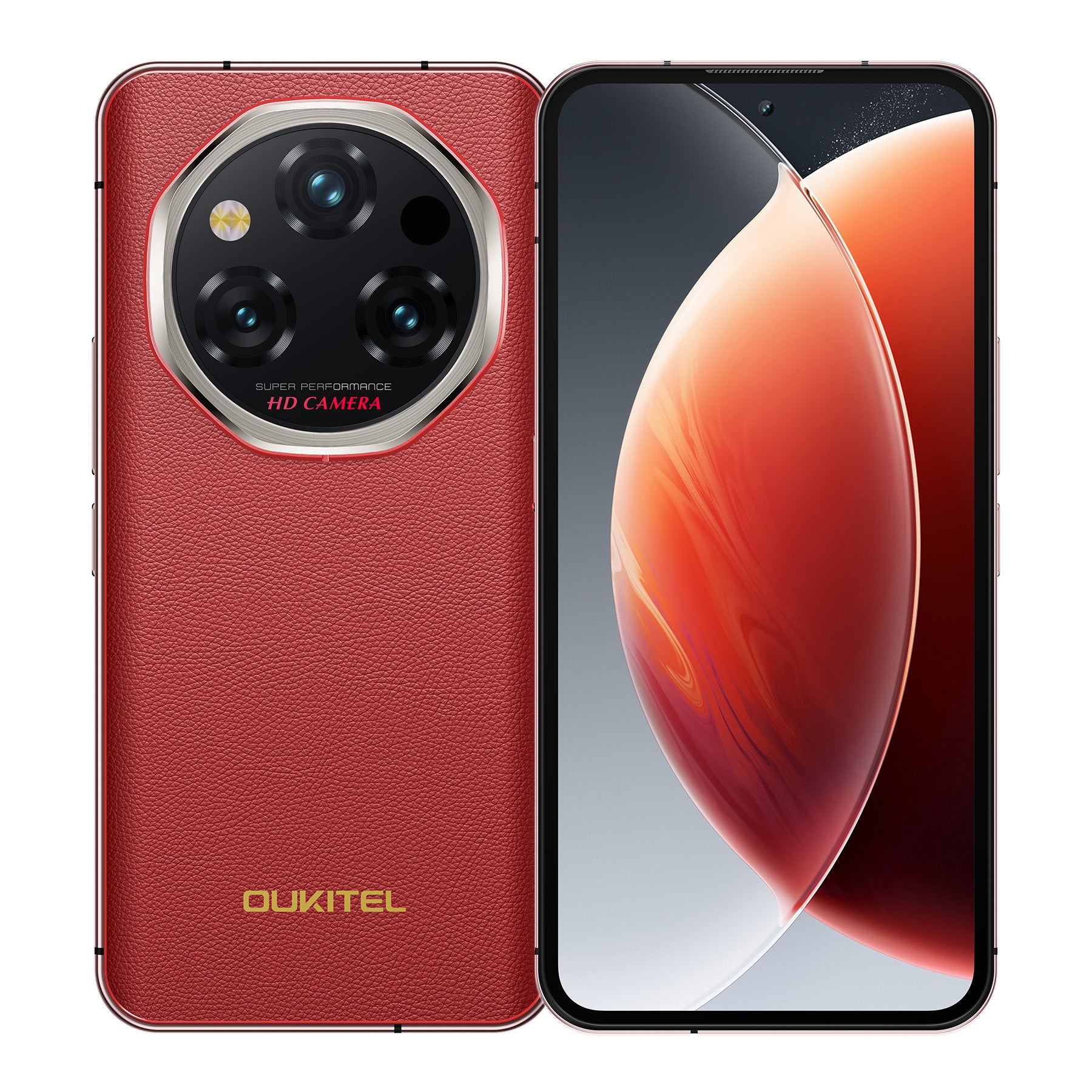 Oukitel WP210 5G rugged smartphone featuring 6.7-inch FHD+ screen, 8800mAh battery, 108MP camera, Android 15, 12GB RAM, 512GB storage, NFC in red color