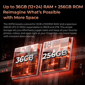 Oukitel WP55 5G rugged phone with 12GB RAM and 256GB storage with NFC support for smooth multitasking and large file storage