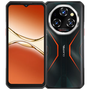 Oukitel WP55 5G rugged phone in orange with 6.6-inch HD+ display, 11000mAh big battery, 108MP camera, Android 15, 12GB RAM, 256GB storage, NFC
