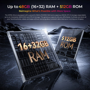 Oukitel WP55 Ultra rugged smartphone with up to 48GB RAM (16GB+32GB expansion) and 512GB ROM, supporting 2TB expandable storage for powerful multitasking and massive file storage.