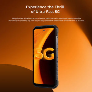 OUKITEL WP58 PRO rugged smartphone with ultra-fast 5G connectivity, ensuring smooth, lag-free performance for gaming, streaming, and uploading large files.