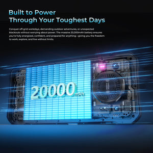 WP61 Ultra Rugged Phone featuring massive 20,000mAh battery built to power through your toughest days—conquering off-grid work, demanding outdoor adventures, and unexpected blackouts with confidence and freedom.