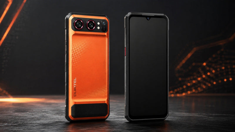 Orange OUKITEL WP68 Air slim rugged phone shown from the front and back