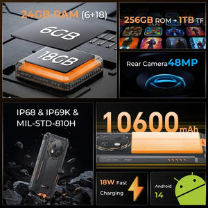 Oukitel G1 Rugged Phone 6.52-inch 10600mAh Big Battery 48MP Camera (24+256GB) OUKITEL