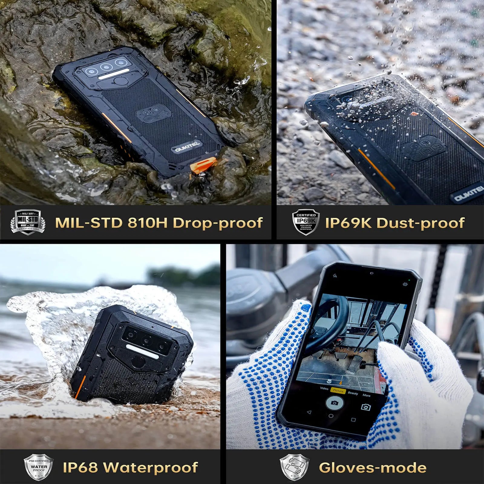 Oukitel WP23 4G Rugged Phone 6.52-inch 10600mAh Big Battery 13MP Camera Android 13(4GB+64GB NFC) OUKITEL