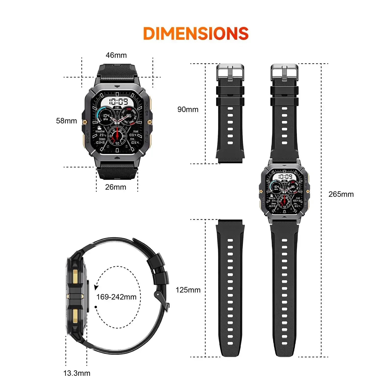 OUKITEL BT101 410mAh Battery Capacity 5ATM Waterproof  Rugged Military Smart Watch OUKITEL