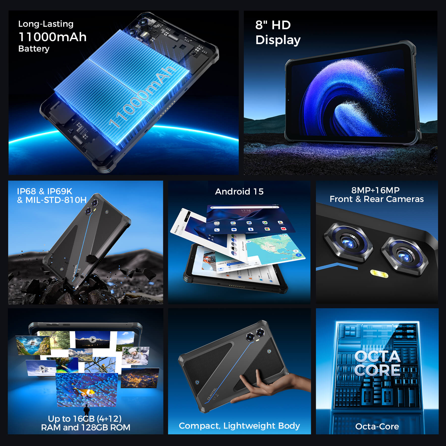 OUKITEL RT3Plus Android15防水タブレット 11000 Amazon.co.jp: OUKITEL RT3 PRO 防水タブレット Android14