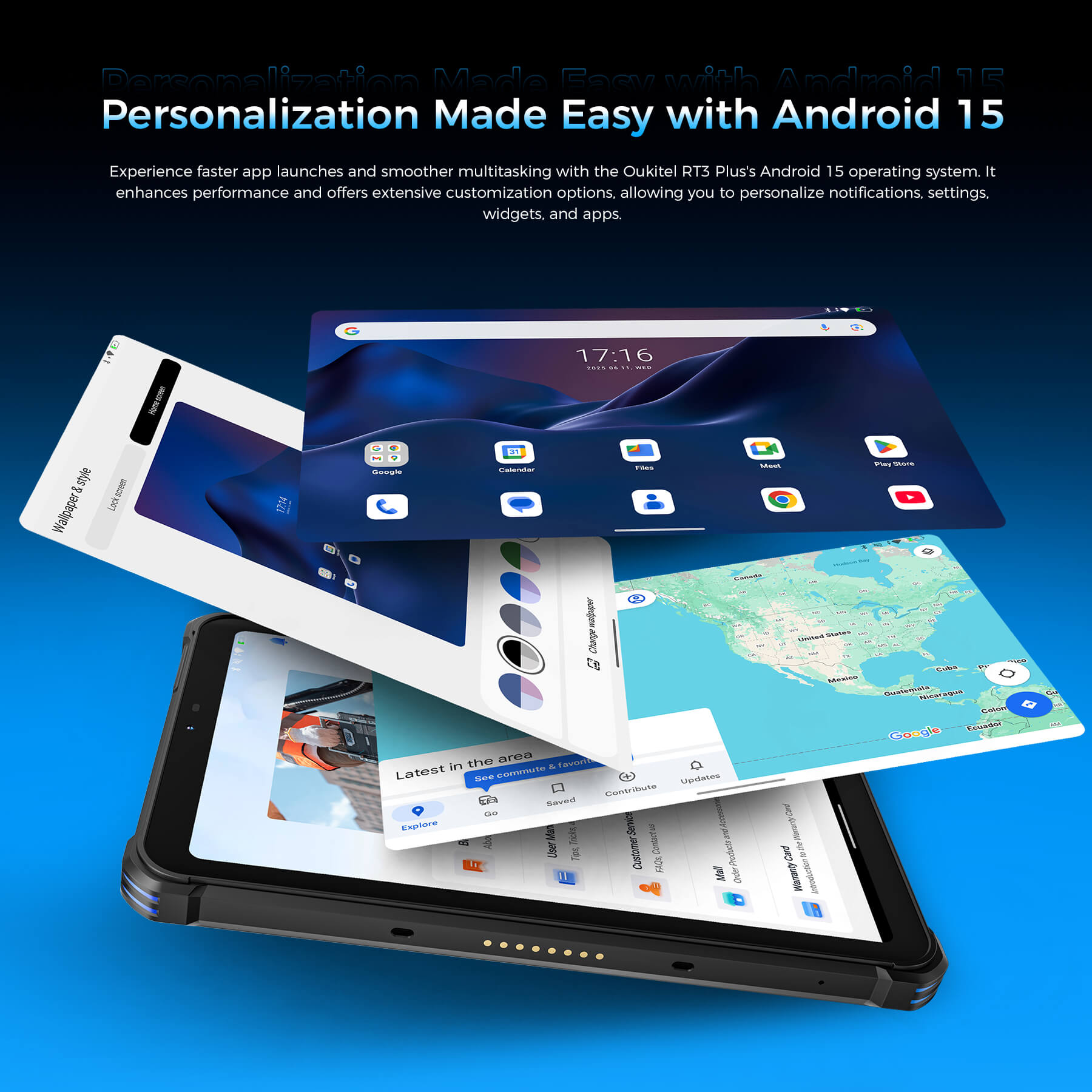 OUKITEL RT3 Plus Android15タブレット 11000mAh Amazon.co.jp: OUKITEL RT3 Plus Android15 防水タブレット 8