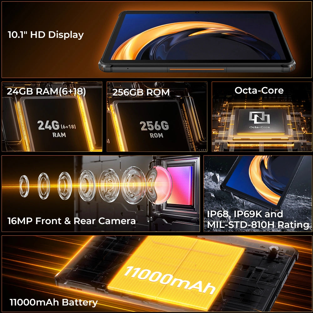 OUKITEL RT9 Rugged Android Tablet | 11000mAh battery
