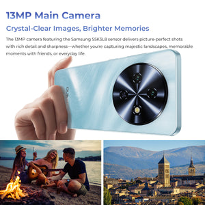 OUKITEL C5 smartphone with a 13MP main camera featuring the Samsung S5K3L8 sensor, delivering crystal-clear images for capturing landscapes, portraits, and everyday moments with sharp detail.