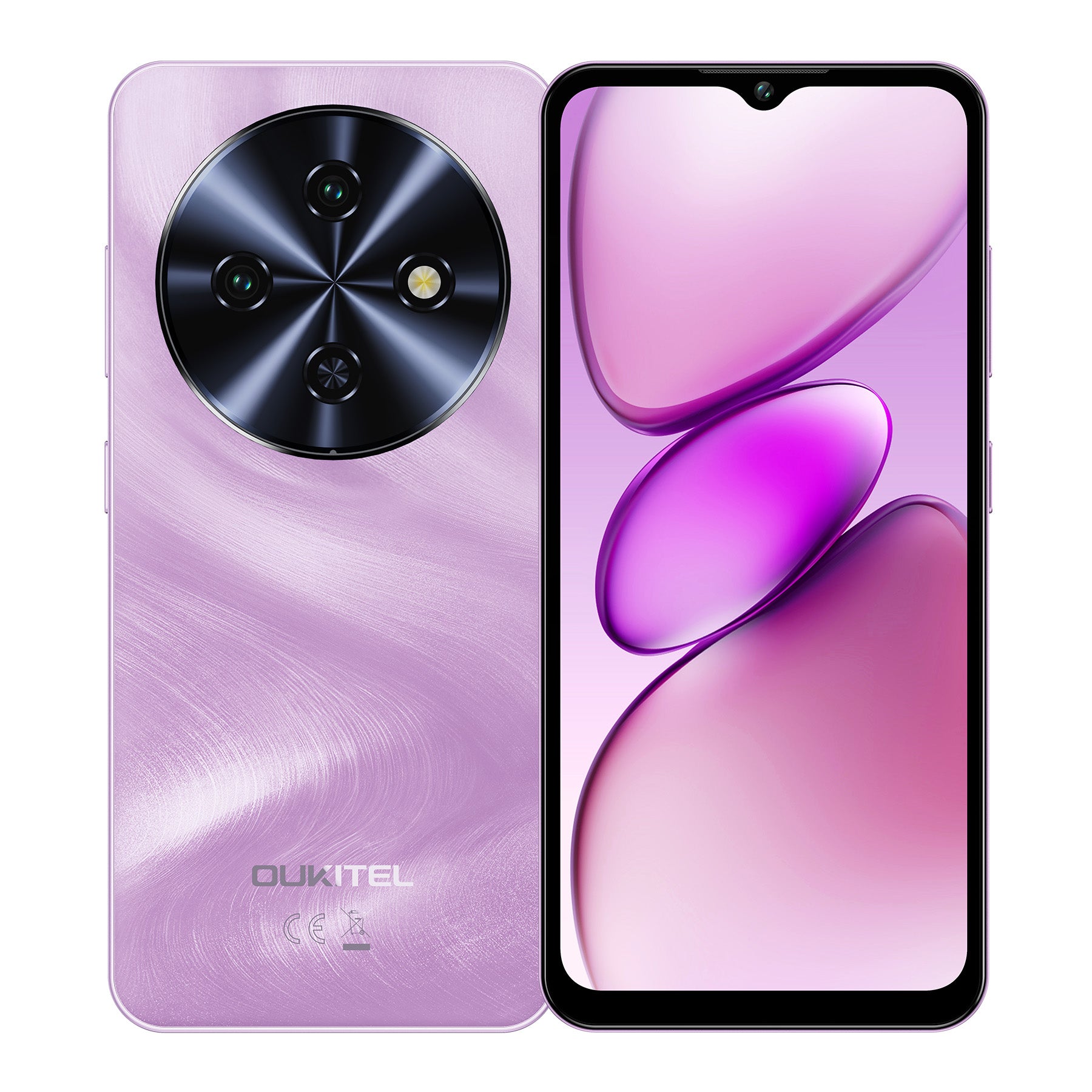 OUKITEL C5 pink smartphone offering a stylish design with powerful features such as a 13MP camera, 6.52-inch HD display, and long-lasting 5000mAh battery.