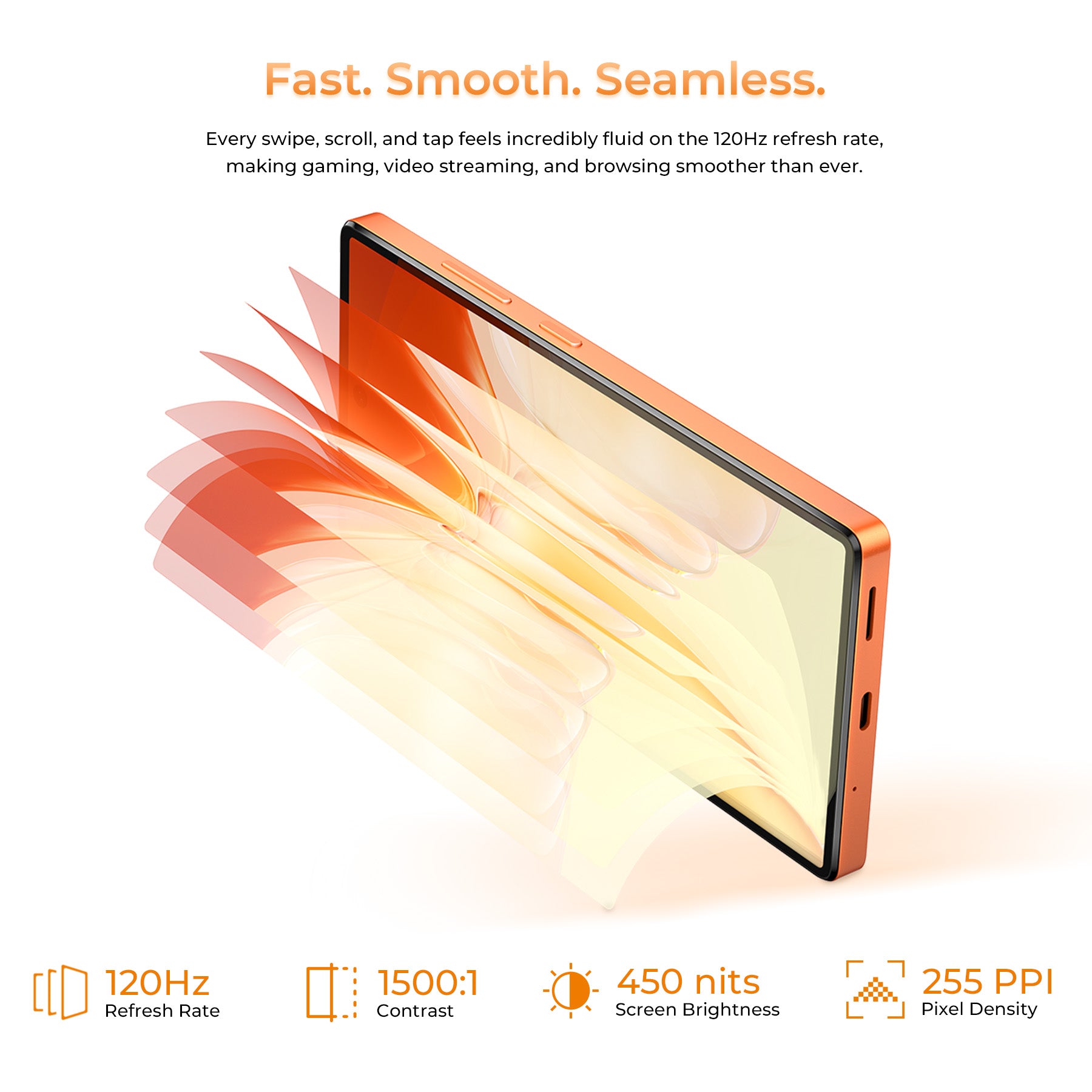 OUKITEL C66 features a 120Hz refresh rate, 1500:1 contrast ratio, 450 nits screen brightness, and 255 PPI pixel density for fast, smooth, and seamless performance, ideal for gaming, video streaming, and browsing.