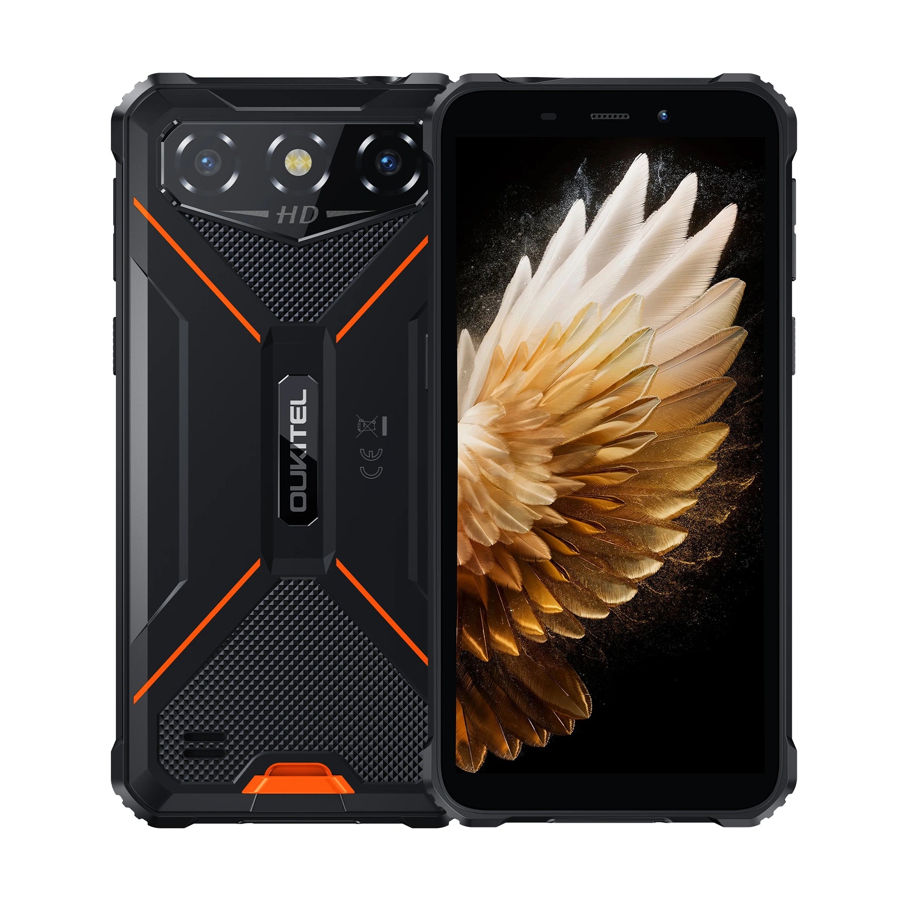 Oukitel G3 rugged phone in orange with 6-inch HD+ display, 6300mAh big battery, 13MP camera, Android 14, 16GB RAM, and 128GB storage