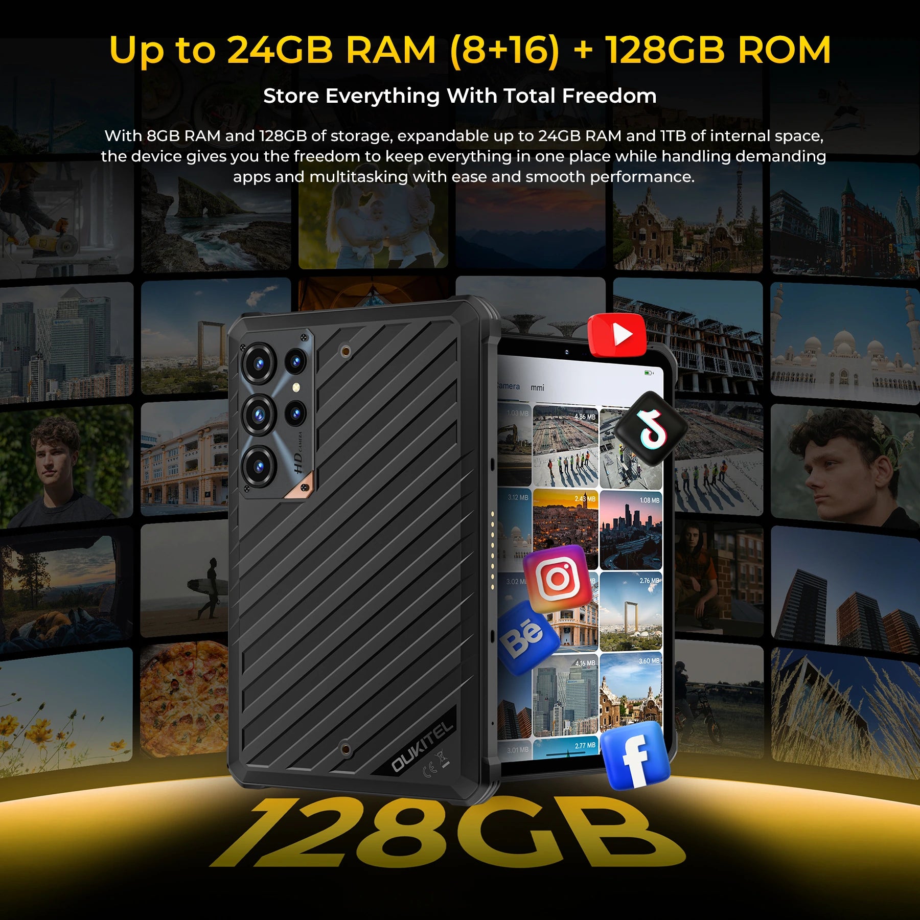 OUKITEL RT11 5G Rugged Tablet 8" Display 10,000mAh Battery Android 16 rugged build detail 14