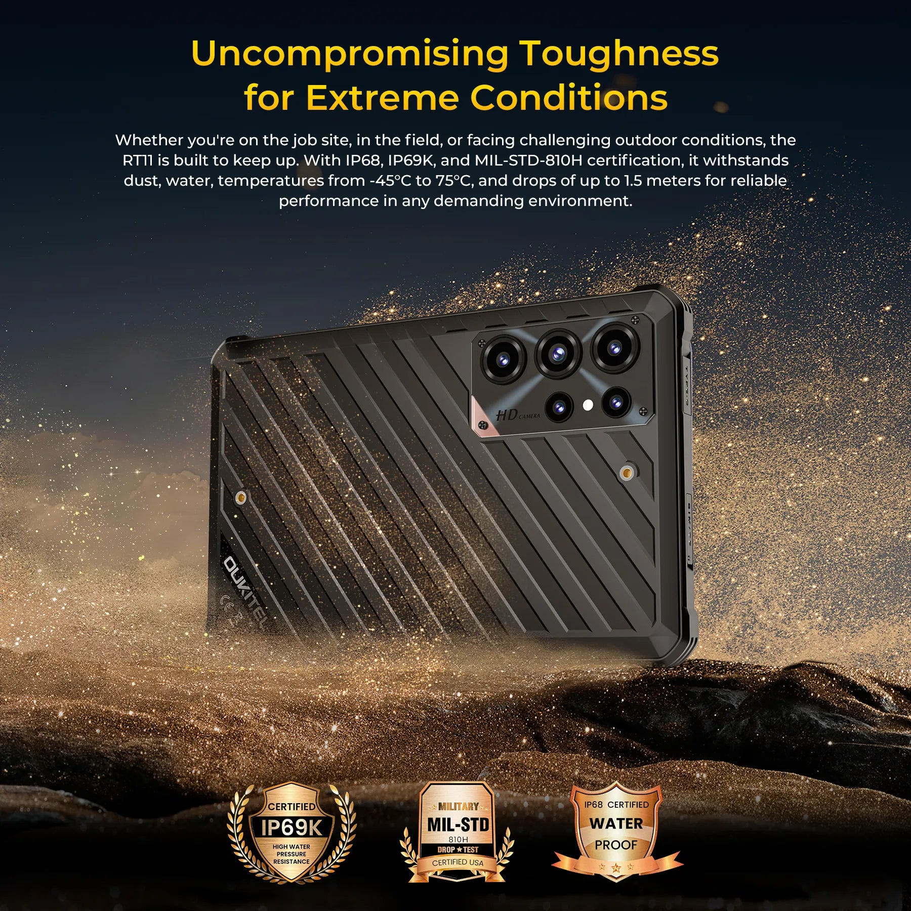 OUKITEL RT11 5G Rugged Tablet 8" Display 10,000mAh Battery Android 16 display and design 20