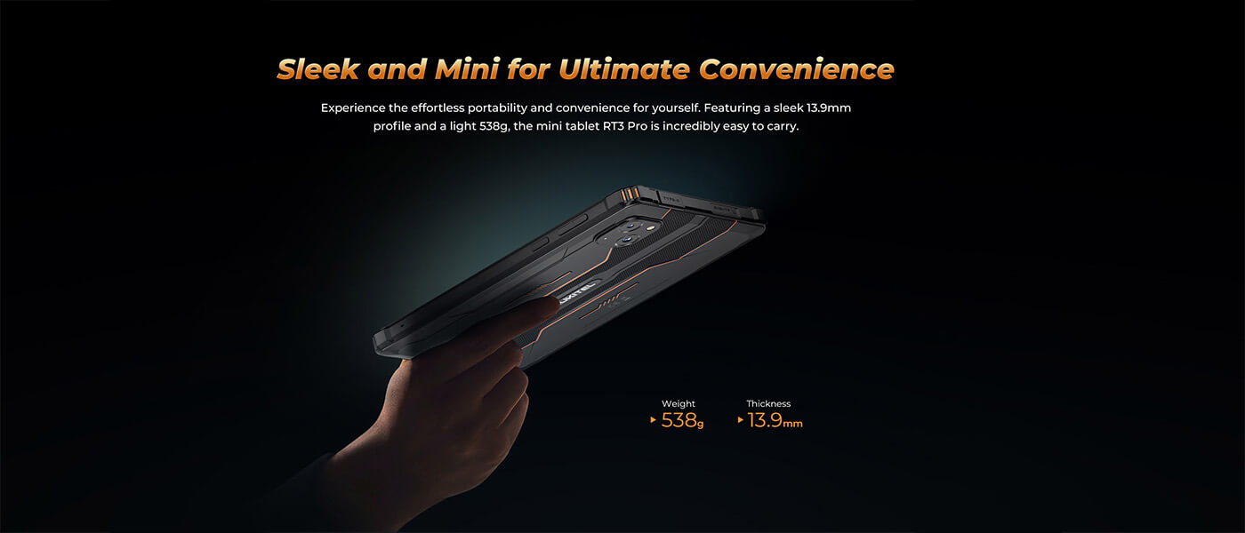 Oukitel RT3 Pro 4G rugged tablet with 8 inch display, 5150mAh big battery, 16MP camera, Android 14, 16GB RAM 128GB storage, NFC - desktop banner