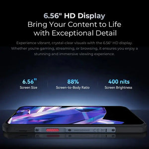 Oukitel WP35S 4G rugged smartphone with 6.56-inch HD+ display for clear and vibrant visuals