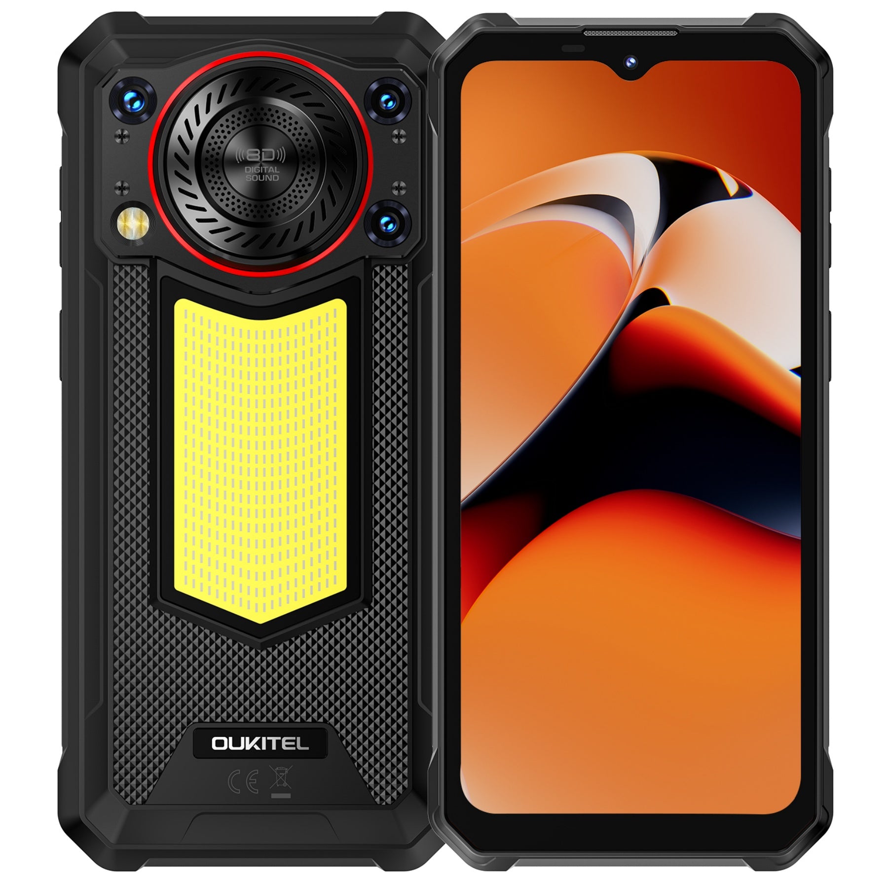 Oukitel WP53 Pro 4G rugged phone in black, featuring 6.52-inch FHD+ display, 11000mAh big battery, 50MP camera, Android 15, 8GB RAM, 256GB storage, and NFC