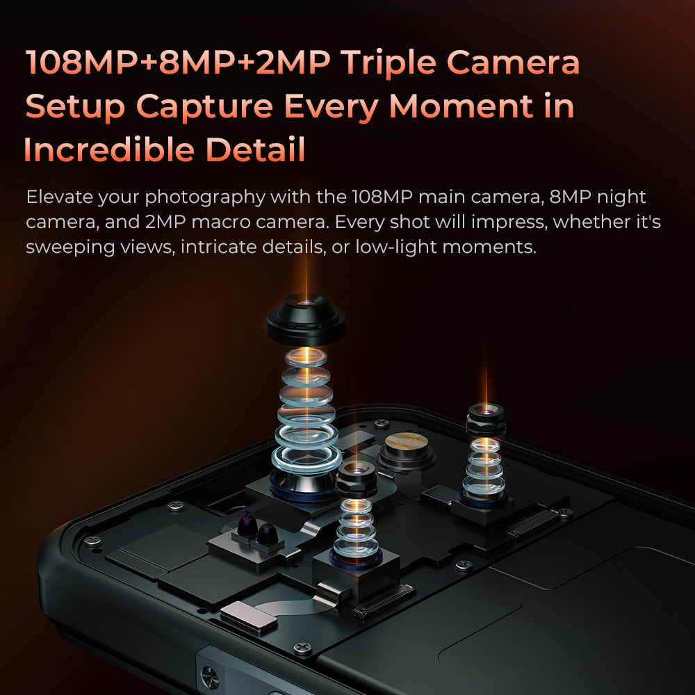 Oukitel WP55 5G Rugged Phone HD+ Display 11000mAh Big Battery 108MP Camera Android 15(12GB+256GB NFC) Orange