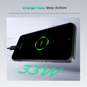 OUKITEL WP62 rugged smartphone charging with 33W fast charging technology. The phone shows a 60% charge indicator, highlighting its quick charging capability to keep users active for work, play, or outdoor adventures.
