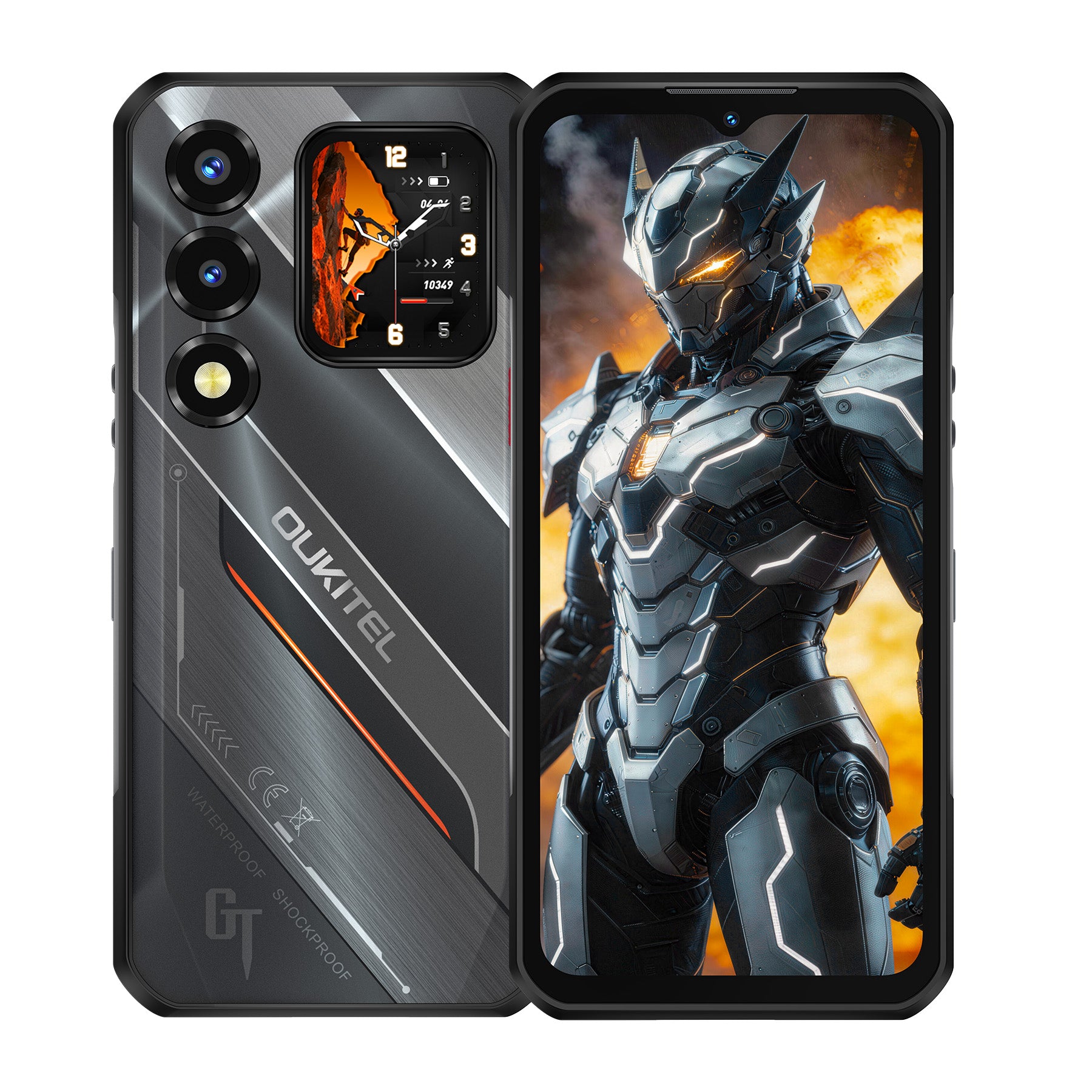 The OUKITEL WP66 rugged phone showcases key features including a 6.6" main display with 120Hz, a 1.81" secondary display, up to 36GB RAM and 512GB ROM, a powerful 11,000mAh battery, a 108MP main camera, 5G MediaTek Dimensity 7025 chipset, and a slim design of just 15.8mm thickness.