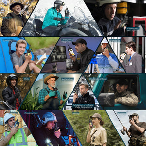 WP61 Plus Rugged Phone with 2W DMR walkie-talkie ideal for diverse applications including fieldwork, warehouse logistics, camping, emergency response, hospitality, security tasks, construction, agriculture, hiking, fishing, moto, overlanding, and trade show operations.